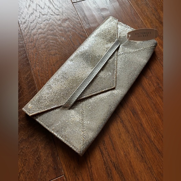 Victoria's Secret Handbags - Vintage Victoria's Secret Silver Glitter Envelope Clutch | Deadstock NWT